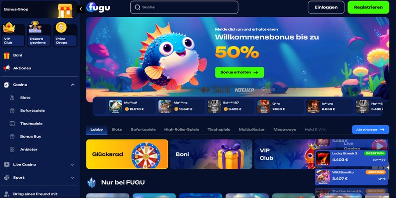 Willkommen im Fugu Casino - Dein Zuhause für Online Unterhaltung in Germany Willkommen im Fugu Casino - Dein Zuhause für Online Unterhaltung in Germany